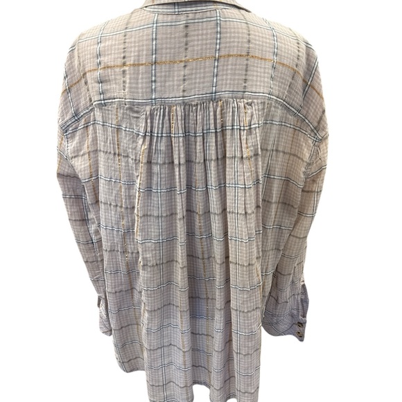 Free People Metallic Plaid Button-Up Shirt - Picture 5 of 9